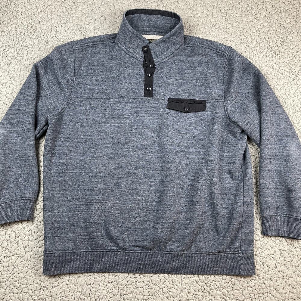 St Johns Bay Outdoor Fleece Sweatshirt XXL Blue 1/4 Button Pullover Soft Pocket